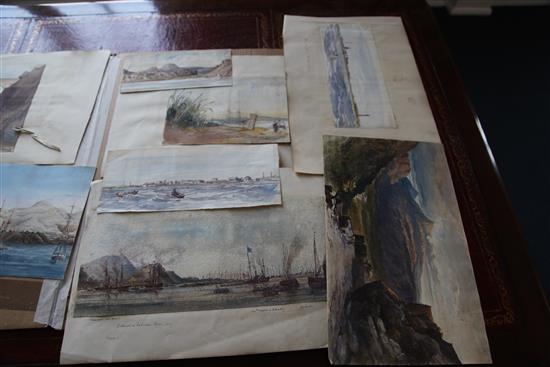 Commander J.Corbett (19th C.) Naval officers sketches of voyages in the 1850s including Attack on the Forts at Fatshan, China in 1857
